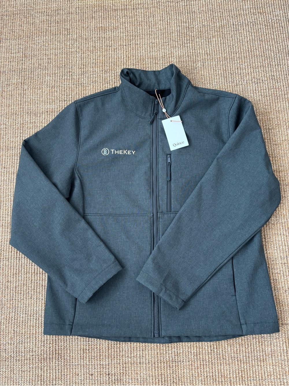 Quince Men's Softshell Fleece-Lined Full-Zip Jacket Heather Gray Large NWT